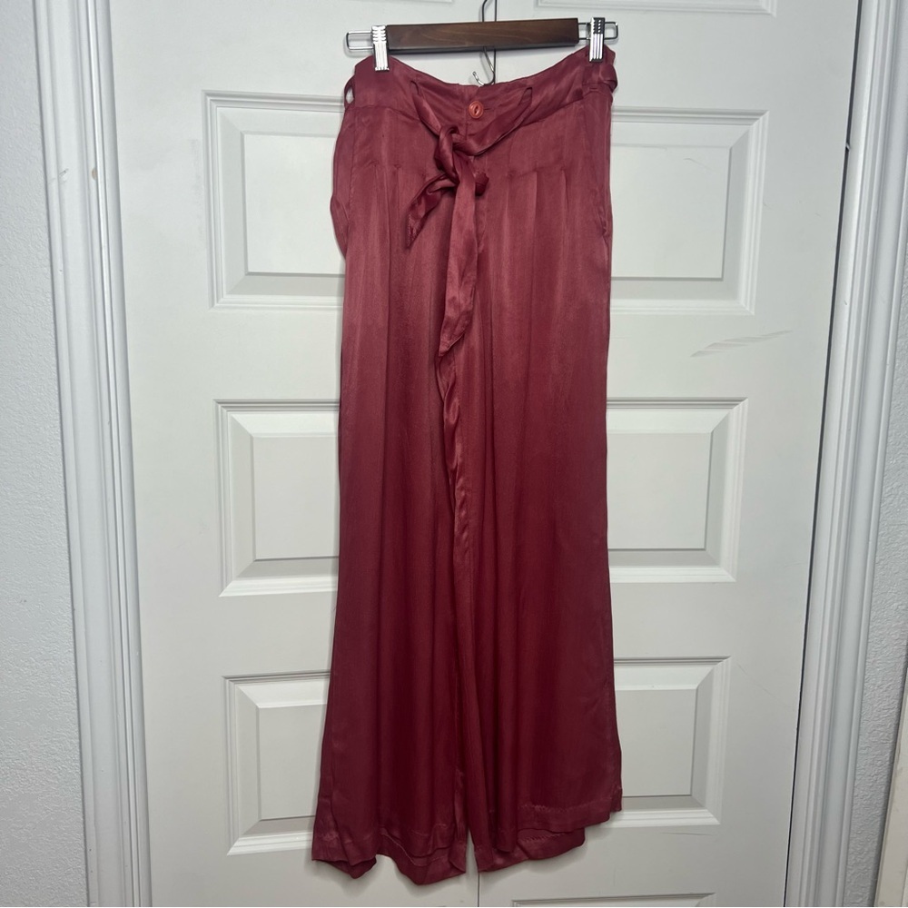 Sundance Wide Leg Pants | Size P4 | Tie Waist | Mauve Pink - Picture 3 of 9